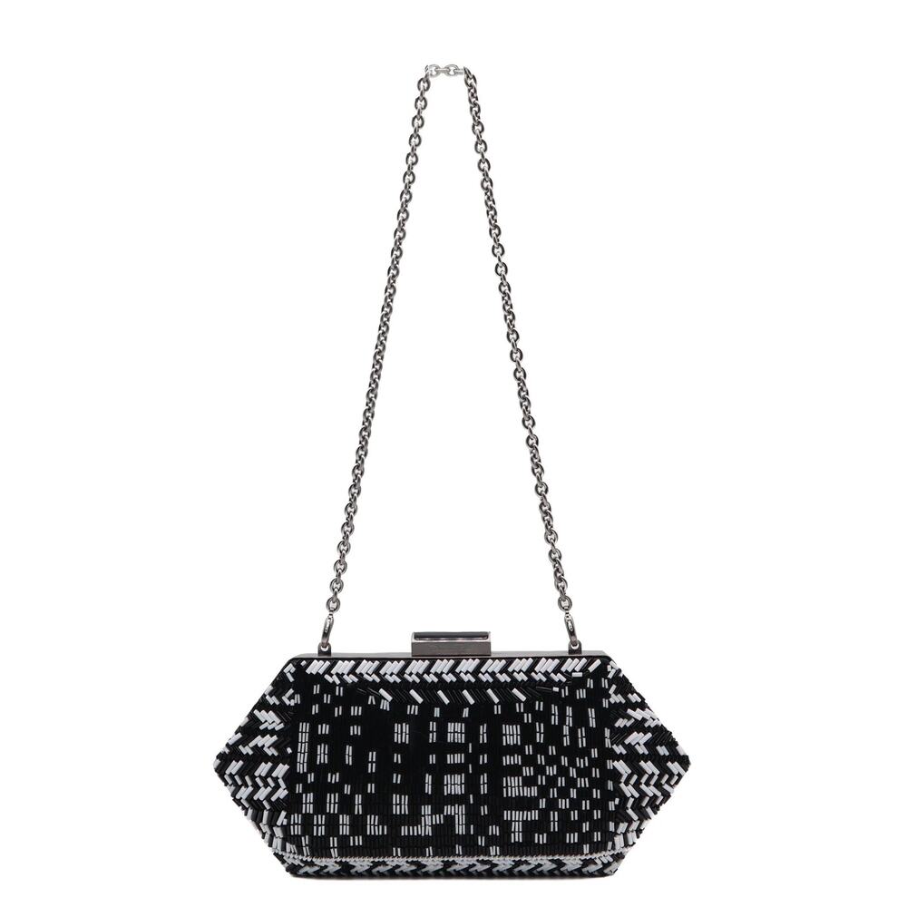 Oscar De La Renta Beaded Trapezoid Chained Clutch Bag